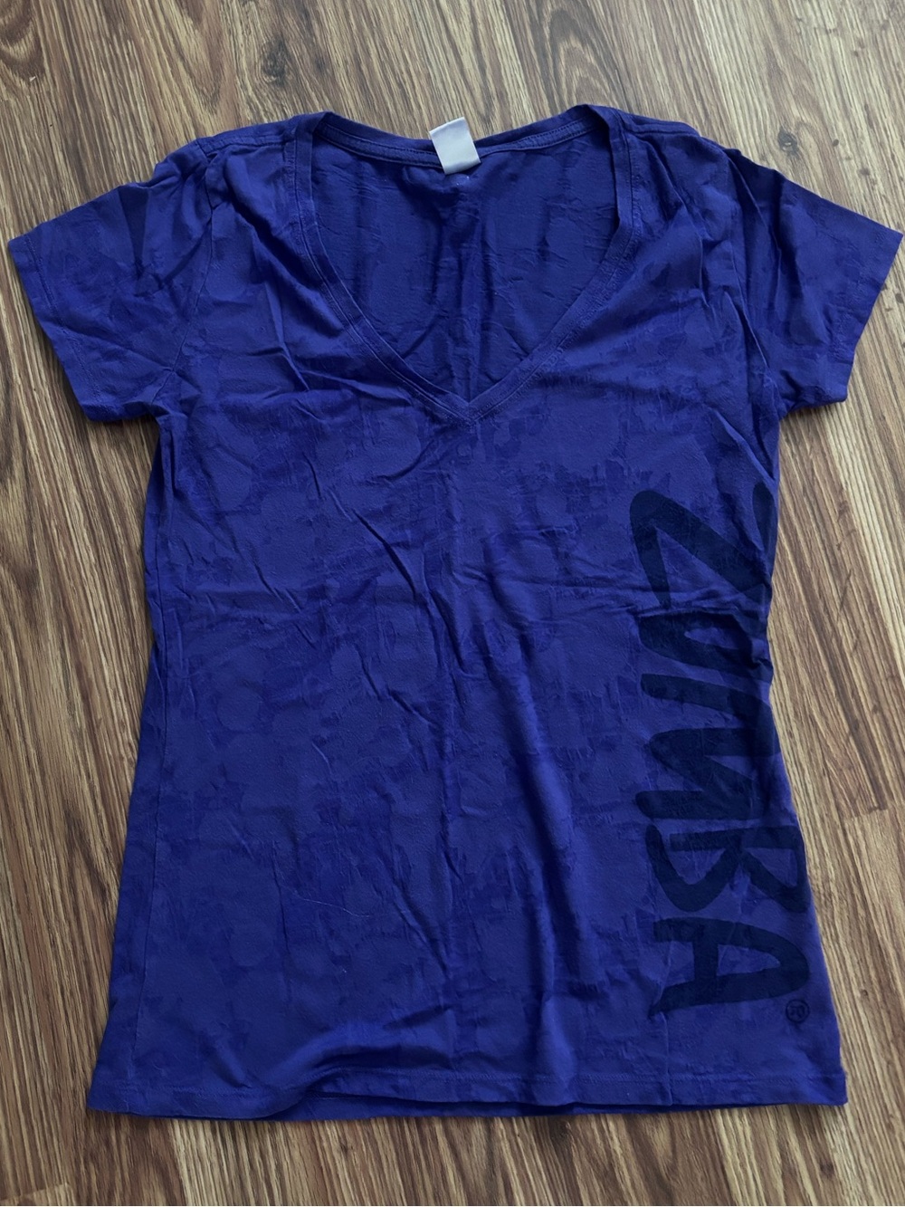 Zumba Fitness Purple V-Neck Short Sleeve Tee with Side Logo